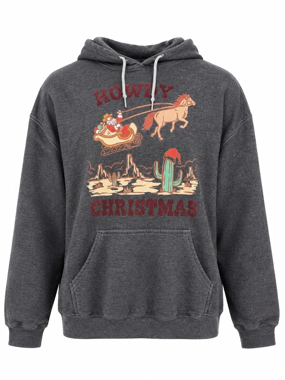 Inspired Culture Howdy Christmas Western Graphic Hoodie – Size M